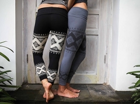 Women's Yoga Pants - BLACK - Cloud Lace Leggings - fitness, dance, movement, gym, tibetan cloud, tribal print