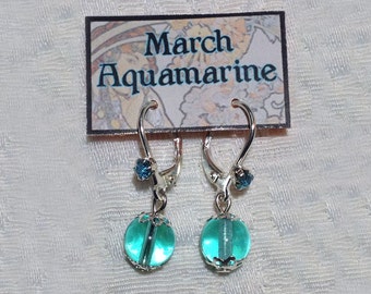 March Birthstone Earrings Auqamarine