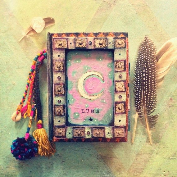 Items similar to Luna Art Journal mixed media visual journal on Etsy