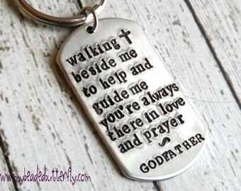 Godfather gift-Godparent gift-Godfather keychain-religious gift-personalized key chain-baptism gift-christening gift-confirmation