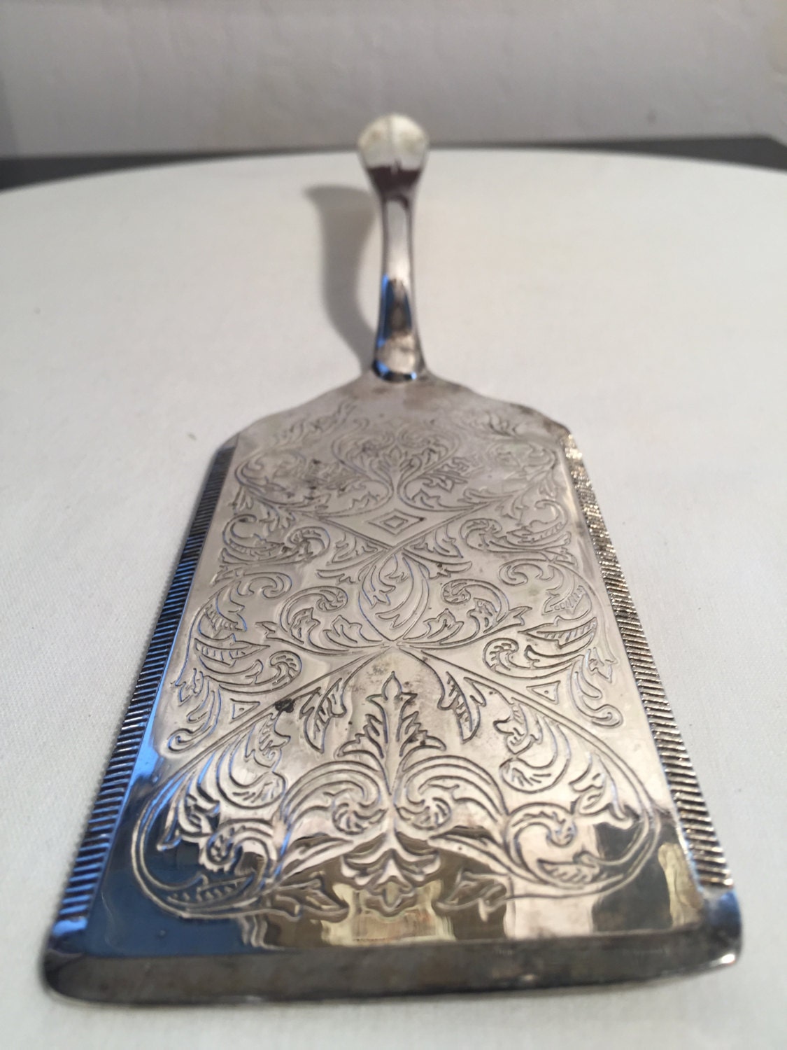 Vintage silver plated cake knife, retro square cake knife, sterling