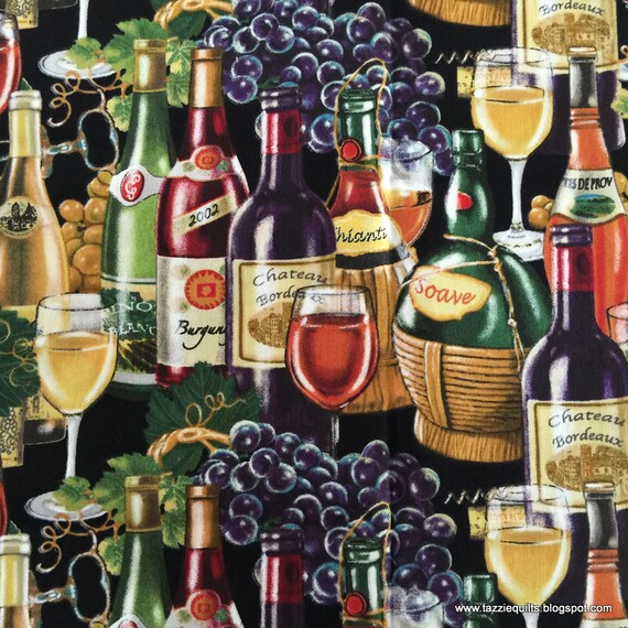 Wine Bottle Quilting Fabric by Rosalind Solomon for