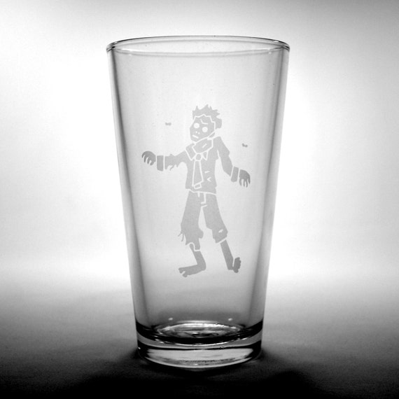 Zombie Apocalypse Etched Pint Glass by BreadandBadger on Etsy