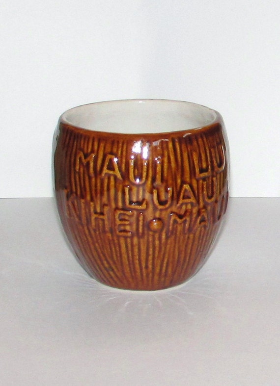 Vintage Daga Coconut Pottery cup mug Maui Lu Luau Kihei Maui