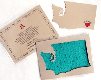 Washington State Card - Plantable Greeting Card - Thank You Card Set with Flower Seeds - Made in Washington Walla Walla