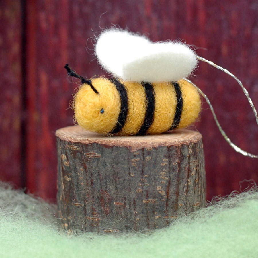 Little Bumble Bee Needle Felted Ornament