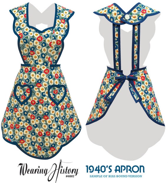 1940s Sewing Patterns – Dresses, Overalls, Lingerie etc E-Pattern- 1940s Apron- Wearing History PDF Vintage Sewing Pattern $12.00 AT vintagedancer.com