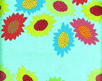 Receiving Line in Ice Blue - Garden Party by Anna Maria Horner ah12-ice blue pink yellow flowers by the fat quarter or half yard