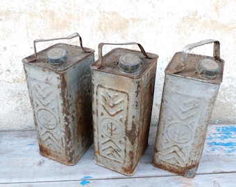 Vintage old French tin petrol can