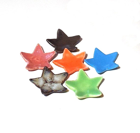 Star Dish Wedding Shower Favors 6 Tiny Colorful Ceramic Plates