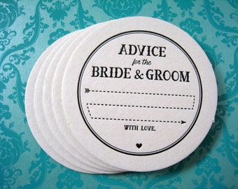 Letterpress Coaster Set - arrow advice bride & groom (set of 30)