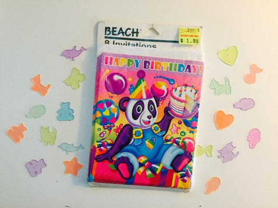Vintage Lisa Frank Birthday Invitations with Panda Painter