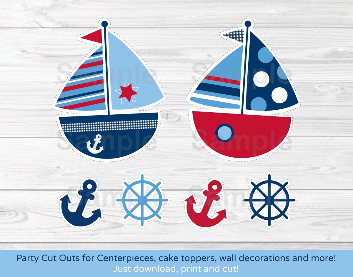 Nautical Sailboat Cut Outs / Sailboat Centerpiece / Wall Decor