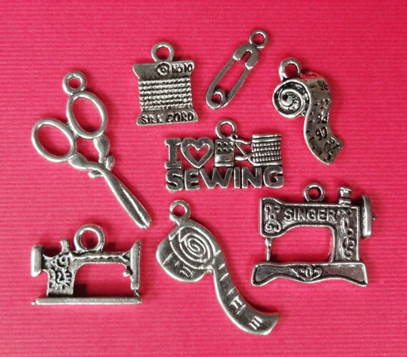 8 Assorted Sewing Theme Charms