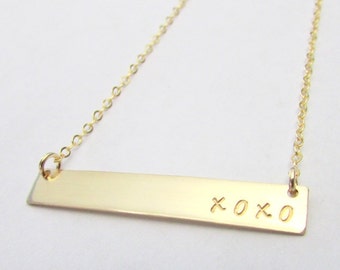 gold bar necklace personalized name filled customized skinny pendant custom jewelry