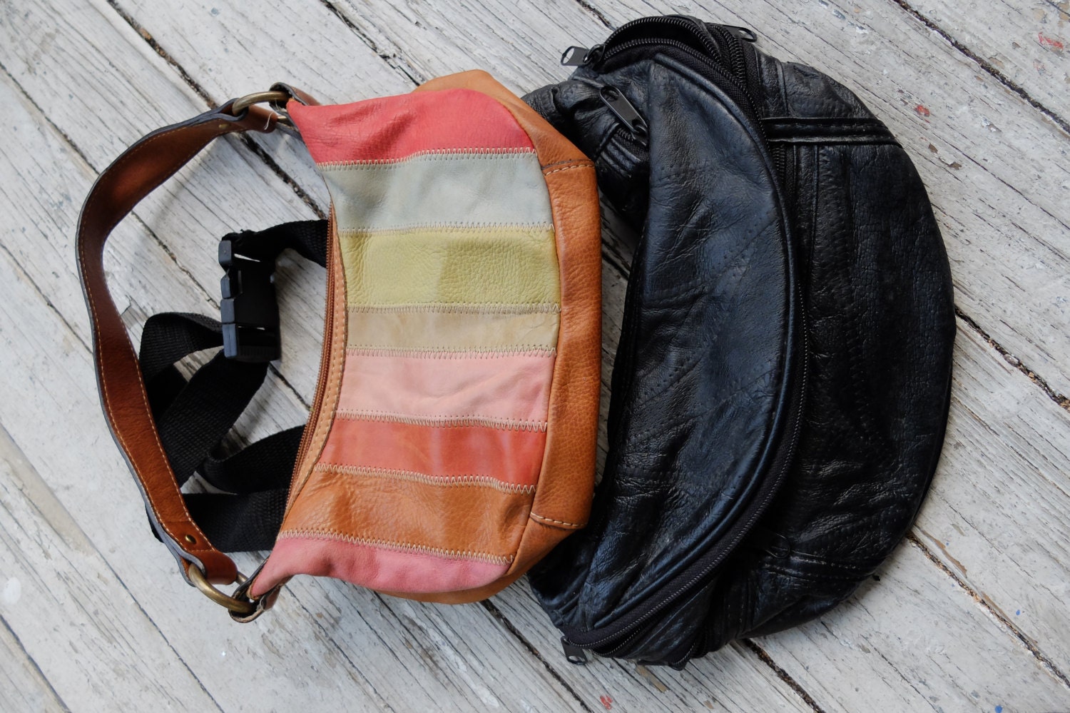vintage handbag leather 1980s fanny pack and pocketbook