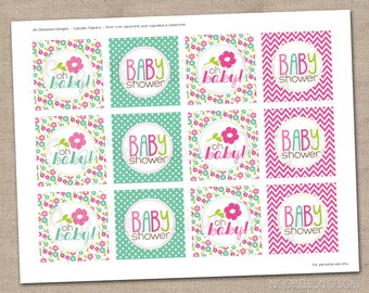 Printable Cupcake Toppers Yellow and Gray by InkObsessionDesigns