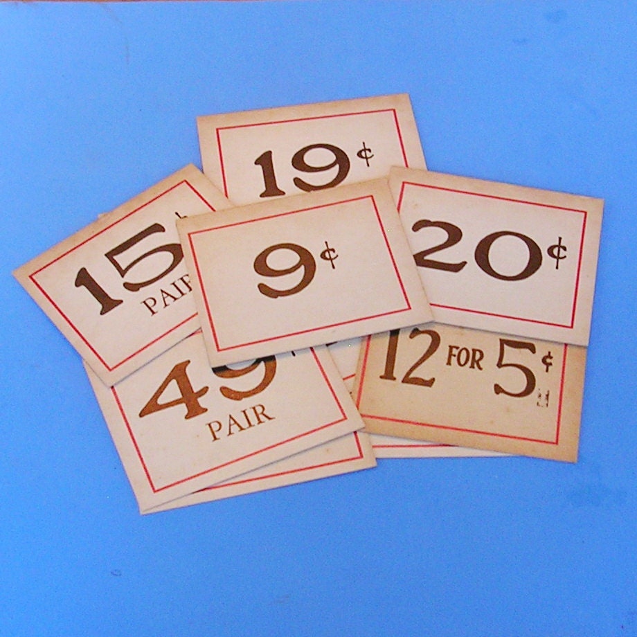Vintage Grocery Store Price Tags Vintage Ephemera by timepassages