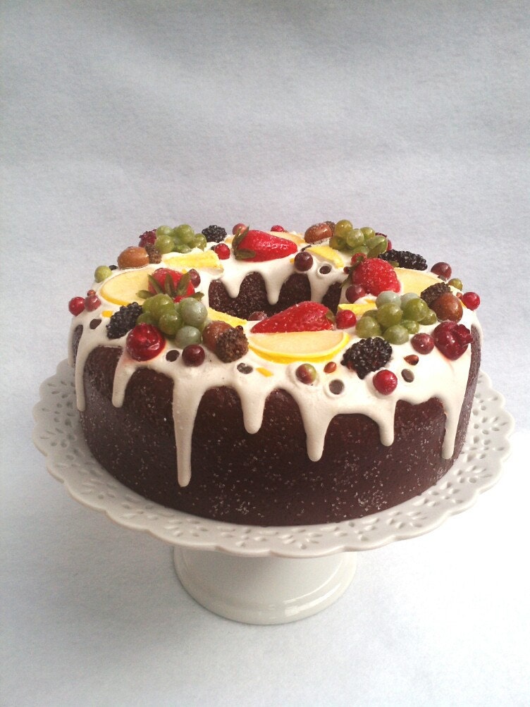 Faux Cake Modern Designer Artificial Fruit Cake by CaraMiaCakes