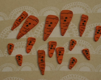 Carrot Nose Buttons - Christmas Snowman Buttons - 12 Assorted Carrot Noses Buttons