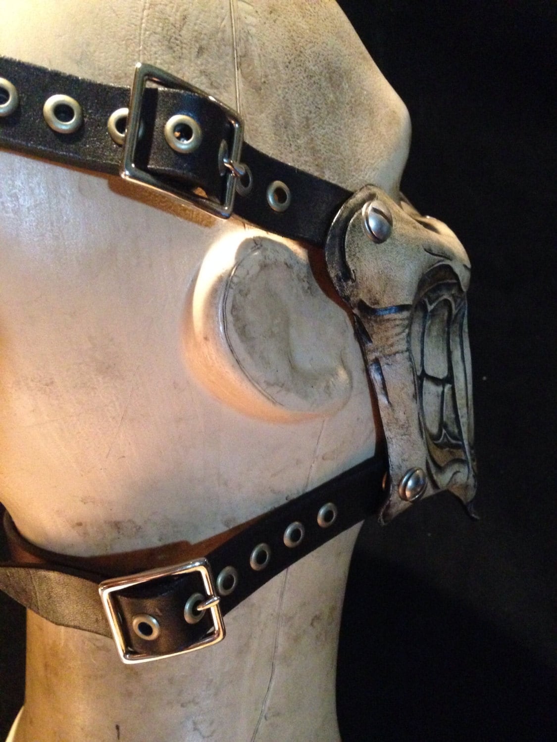 Leather Oni kabuki half mask biker motorbike by SkinzNhydez