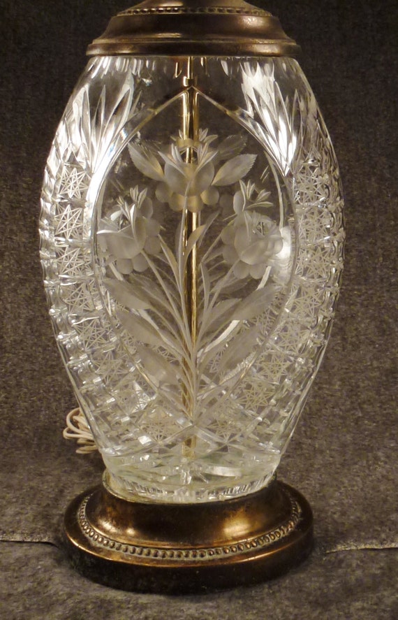 Reserved for Edie LAMP DRESDEN ROSES Cut Crystal Signed