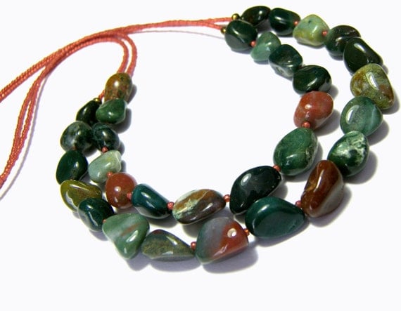 Fancy Jasper Necklace Double Stranded Necklace Multi Strands Popular Jewelry Statement Jewelry Gift Ideas Blood Stone Necklace Nuggets