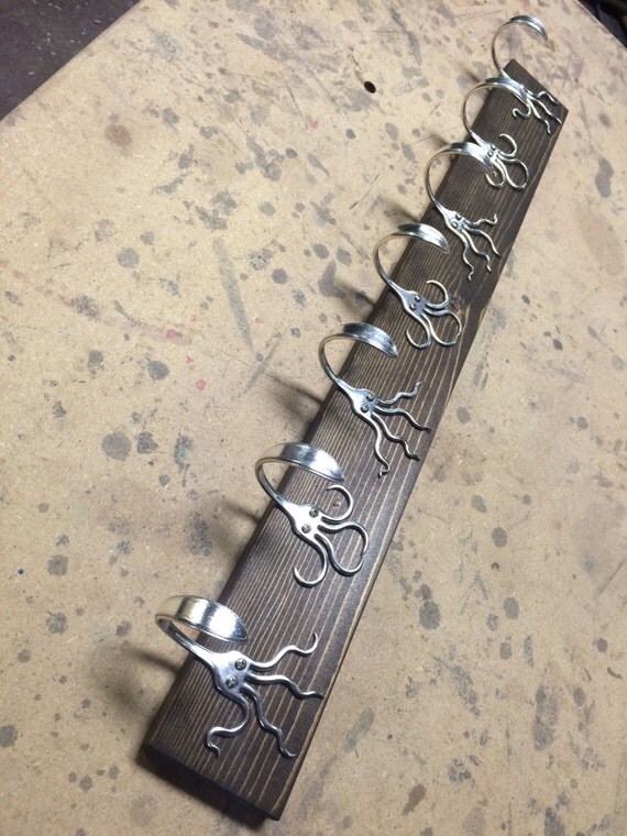 7 Funky Fork Hooks Coat Rack Recycled Silverware