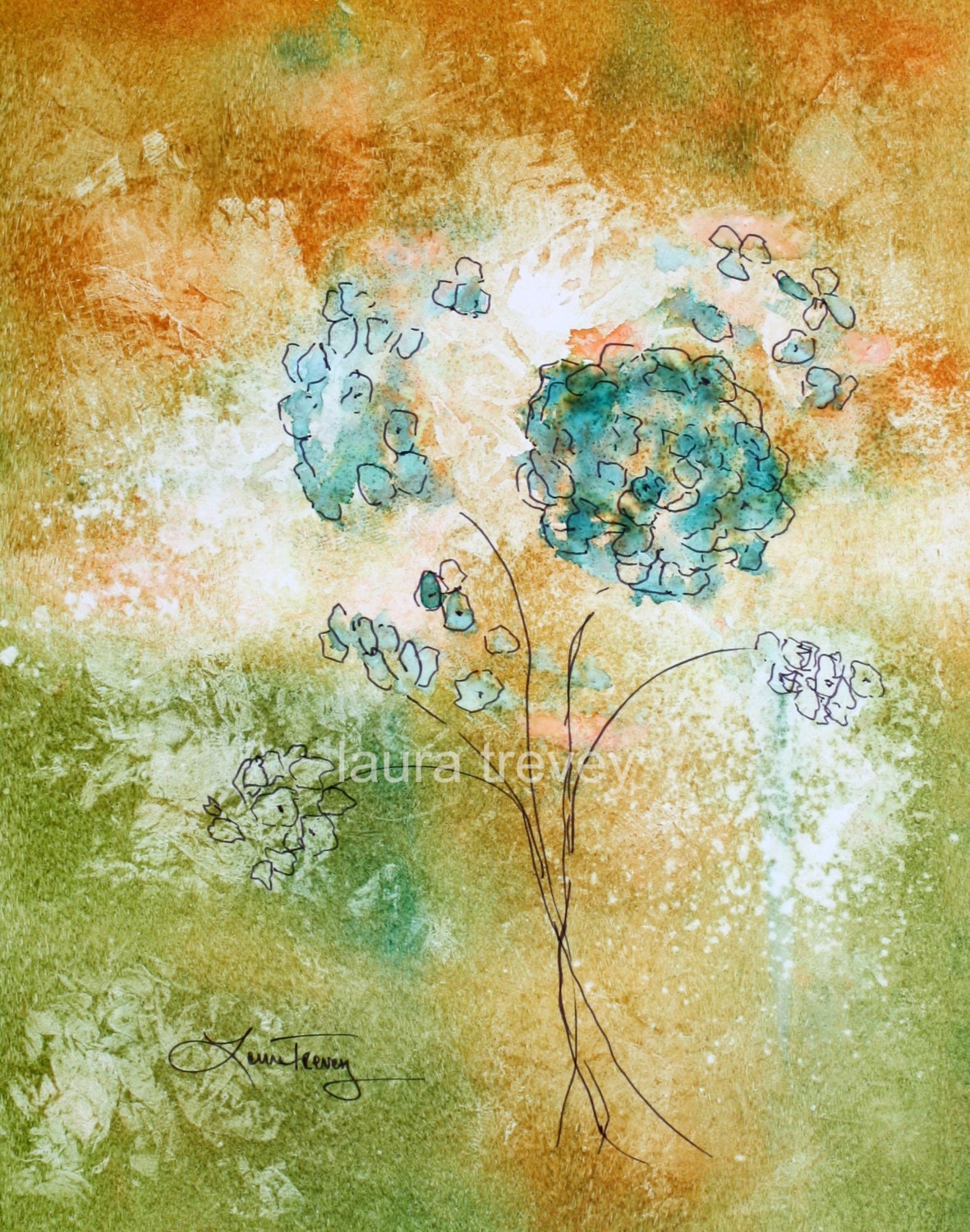 Floral in Earth Tones Watercolor Print