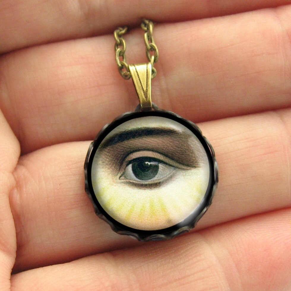 Mystical All Seeing Eye Brass Pendant Necklace 18mm Masonry