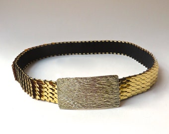 vintage Gold Metal Fish Scale Elasticized Cinch Belt