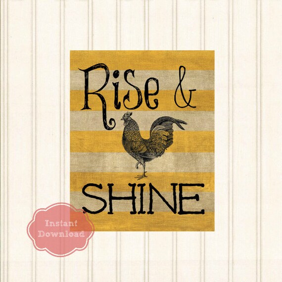 RISE & SHINE ROOSTER Downloadable Art Print 8x10 Printable