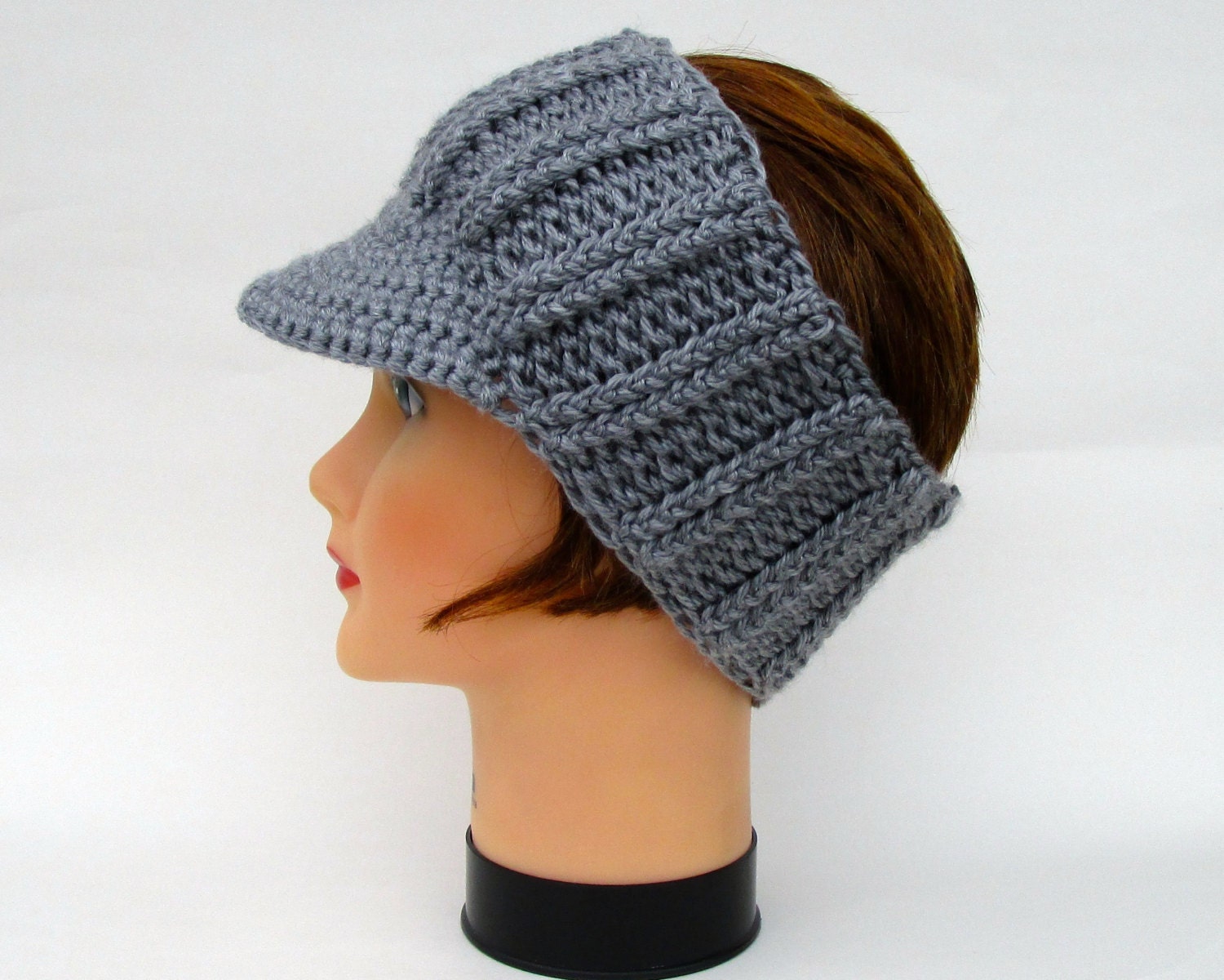 Crochet Sun Visor Women's Headband With Brim by BettyMarieJones