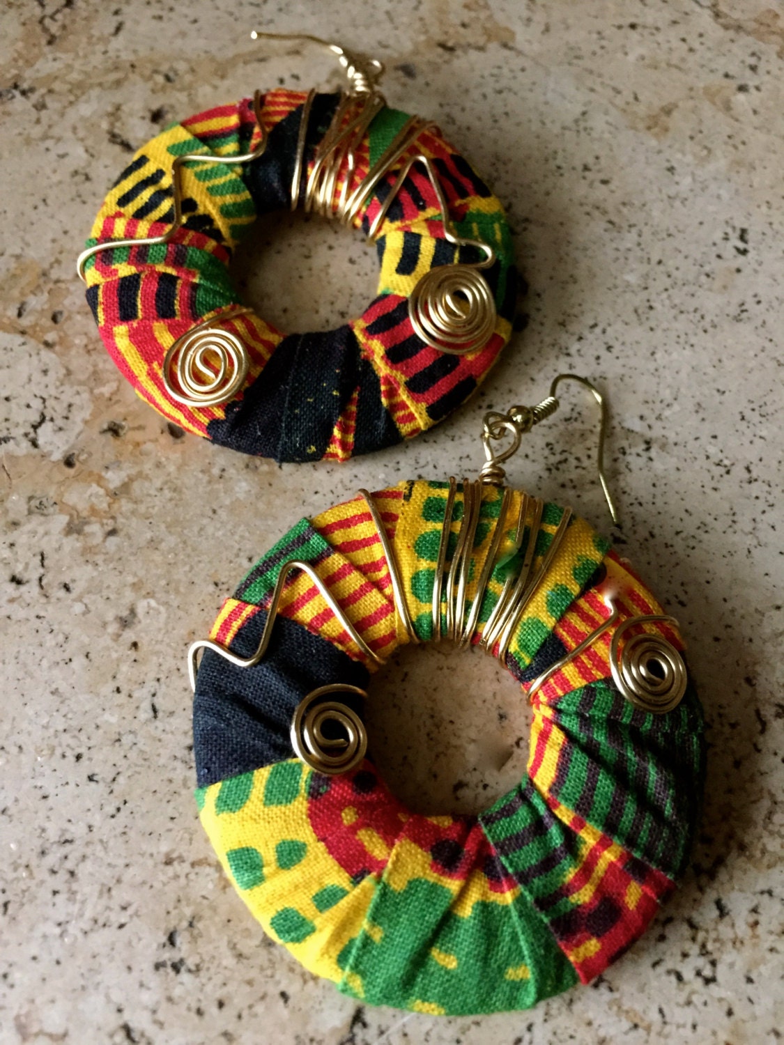 Medium sized Kente cloth wrapped earrings with by Afrocentricme
