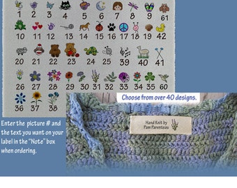 Personalized Custom knitting labels-Sew in Cotton labels- 40 plus designs to choose from