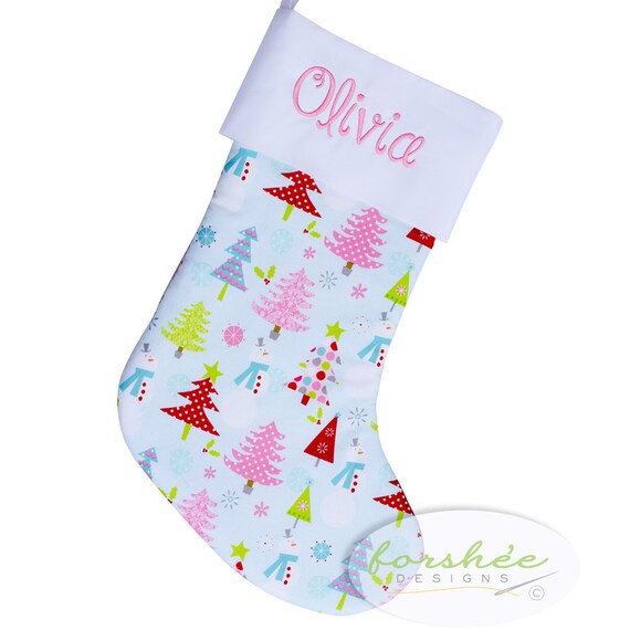 Baby Girl First Christmas Stocking Embroidered Stocking