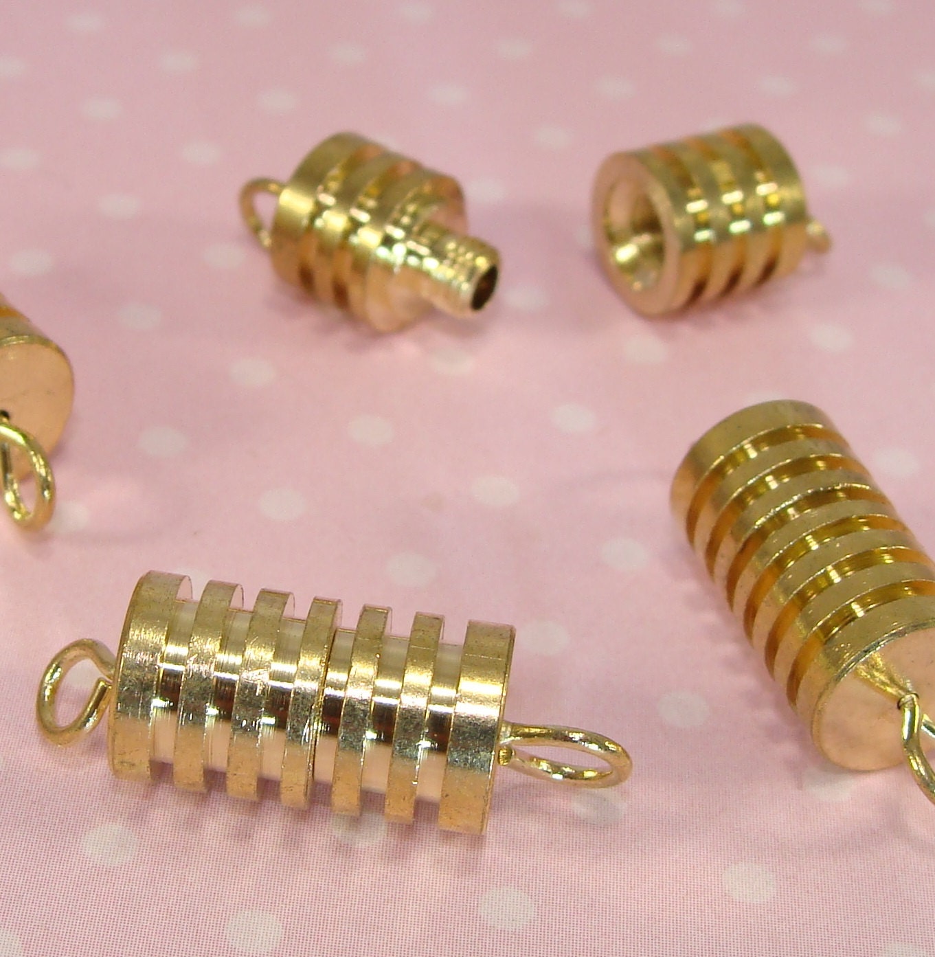 4 Screw Barrel Clasps 25mm Gold Finish Swivel Jump Ring Ends