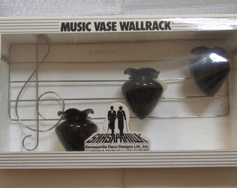 Music Vase WallRack with 3 Black Amethyst Glass ~ by SDD ~ Style 814