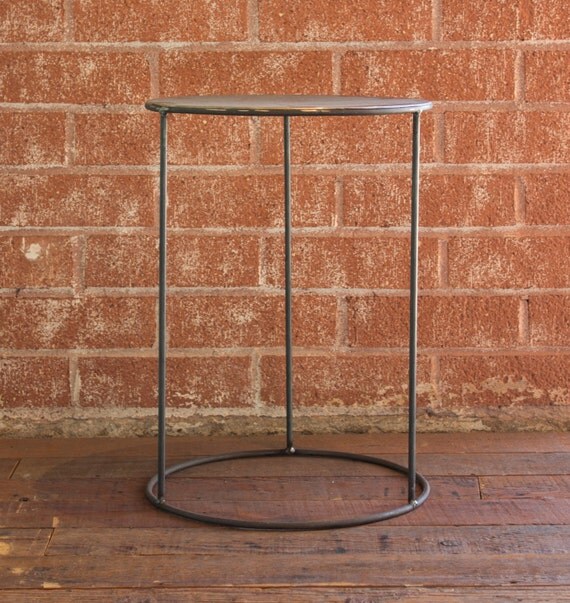 Image showcasing Items similar to Round Industrial Steel Side Table on Etsy