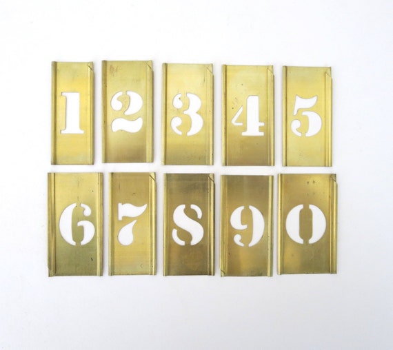 10 Vintage Brass Number Stencils 1 Through 9 By Anythinggoeshere 