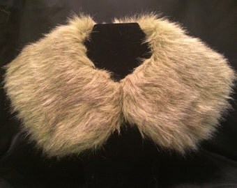 Green Faux Fur with Brown and Grey tips - Peter Pan Collar XL
