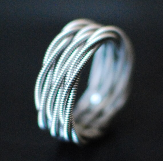 3 Stacked Guitar String Rings Nickel Ring Silver Ring