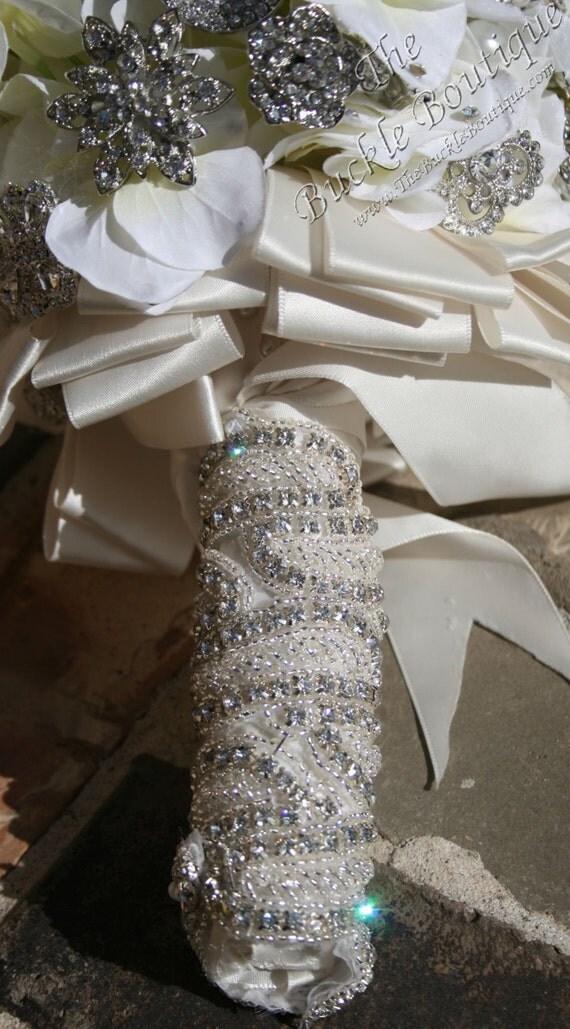 Bridal Bouquet Stem Wrap w/ Rhinestones & by CoutureEmbellishment