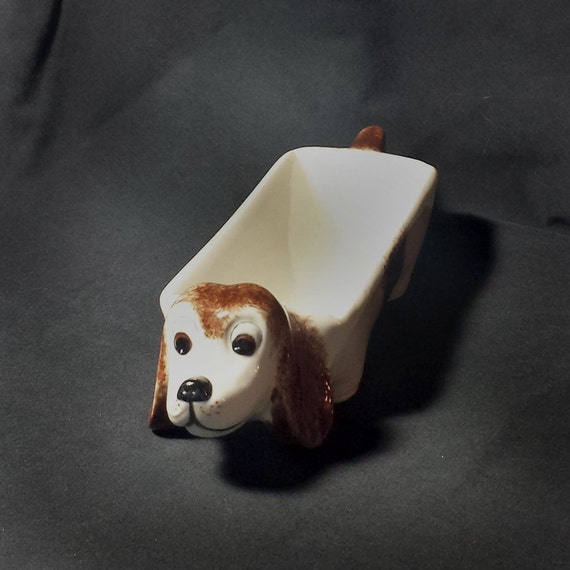 Vintage Ceramic Dachshund Cracker Holder / 1967 Hand Made