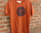 medium screenprinted tshirt, geometric design, men's unisex medium, pumpkin fall orange