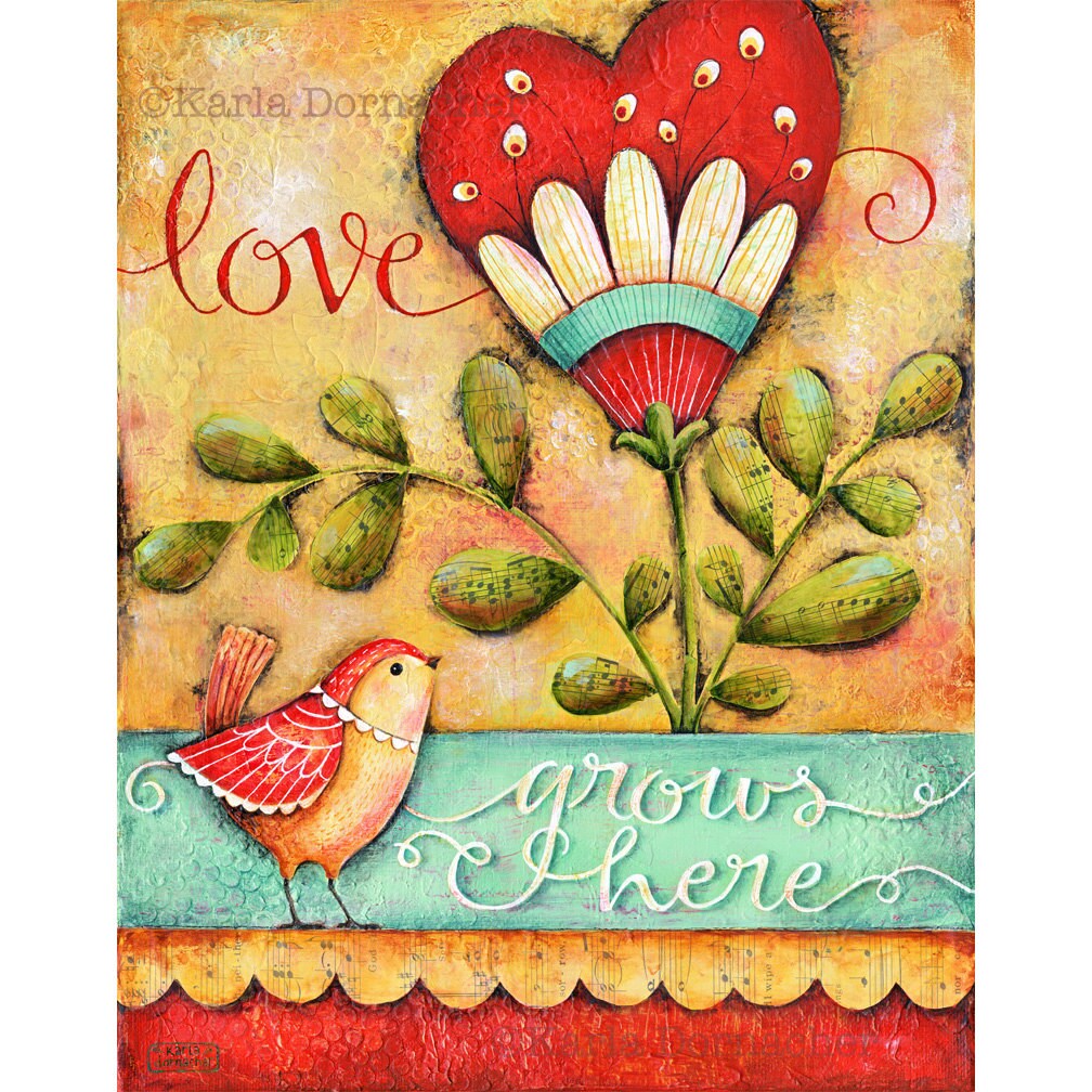 Love Grows Here 8x10 or 11x14 Inspirational Art Print Family