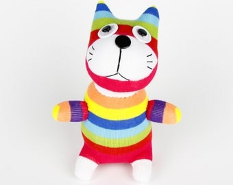 New year Gift Handmade Sock Cat Kitty Stuffed Animal Doll Baby Toys