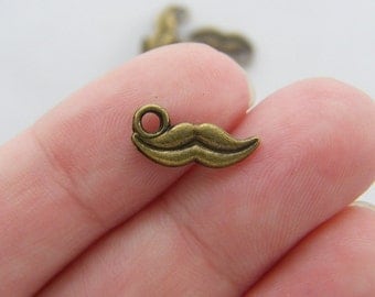 16 Moustache charms antique bronze tone BC19
