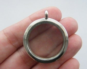 1 Floating charm locket pendant 35 x 30mm silver tone