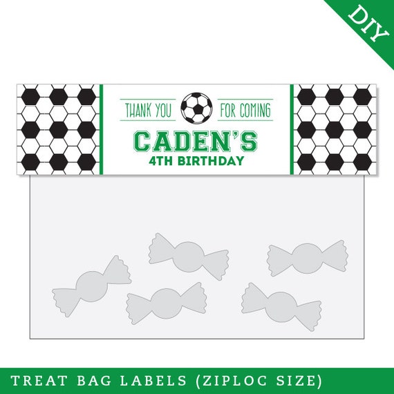 Soccer Party - Personalized DIY printable treat bag label - Choose green, red, blue or pink Il_570xn